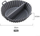 Airfryer baking tray – Airfryer accessories – Round Silicone Baking Tray with Division – Non-Stick Heat Resistant Baking Pan for Oven & Airfryer – Suitable for Cakes, Cookies & Muffins – 20×20×4.5 cm – Gray – 2 pieces