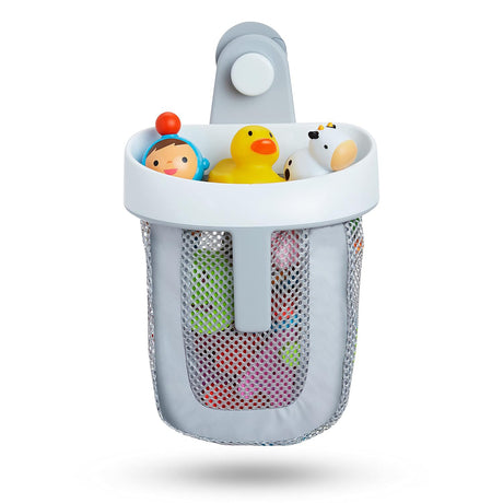 Toy Storage Bag Bathroom Rack Storage Bag for Bathroom with Quick Dry Net, Super Strong Suction Cup, Easy to Attach to Tiles and Bath Wall - Gray