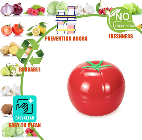 Vegetable Storage Box - Storage Box - 3 Piece Fresh Storage Box Set - Avocado, Tomato & Onion - Reusable Food Storage Containers with Lid