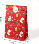 Paper Gift Bags – Christmas Gift Bags – 24 Count Christmas Gift Bags – Kraft Paper Christmas Bags with Festive Designs – Perfect for Small Presents, Sweets & Party Favors – With Stickers for Easy Sealing