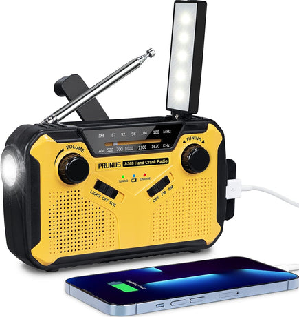 Emergency Radio Solar Wind-Up - Model 2025 - 2500 mAh Power Bank - AM/FM Radio with Flashlight & SOS - Emergency Kit for Camping & Power Outages - Gray