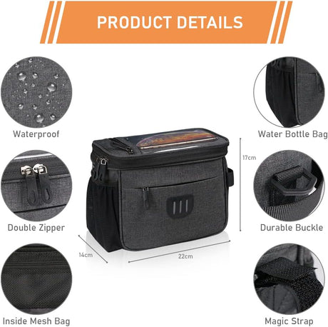 Waterproof Bike Frame Bag - Large Capacity - Top Tube Phone Holder - For MTB Mountain Bike & Road Bike