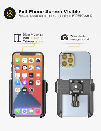 Bike Phone Holder - 1S Quick Release & 360 Degree Rotatable - For Motorcycle, Scooter & MTB - Universal 3.5-7.0 Inch