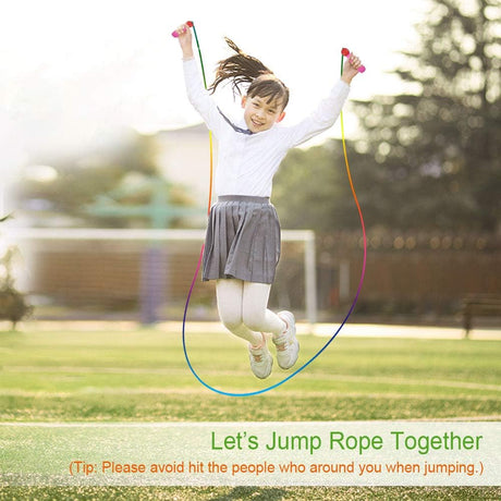 Adjustable Children's Skipping Rope (2 Pieces) - with Wooden Handle and Cotton Rope - 285 cm - For Boys & Girls - Fitness & Games