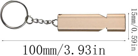 Metal Emergency Whistle - Set of 2 - With Keychain - Loud Signal for Sports, Outdoors & Safety - Silver and Gold