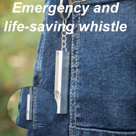 Metal Emergency Whistle - Set of 2 - With Keychain - Loud Signal for Sports, Outdoors & Safety - Silver and Gold