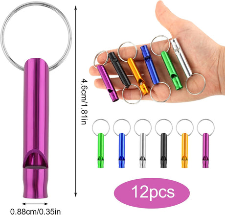 Metal Emergency Whistles - Set of 12 - Referee Whistles for Sports, School & Outdoors