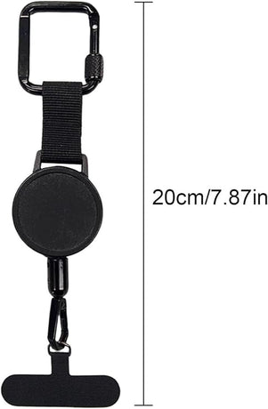 Anti-theft Phone Cord - Set of 2 - Retractable - With Belt Clip - Safety Cord for Smartphone - Black