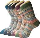 Winter Socks - 5 Pairs of Thick Wool Socks - For Women and Girls - Breathable and Soft - Multicolor Design