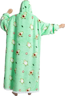 Oversized Hoodie Blanket - Super Soft & Warm - Layered Flannel with Sleeves - Beautiful Print - Fluffy & Non-Marking Interior - Odor-Free - One Size