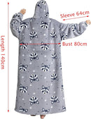 Oversized Hoodie Blanket - Super Soft & Warm - Layered Flannel with Sleeves - Beautiful Print - Fluffy & Non-Marking Interior - Odor-Free - One Size