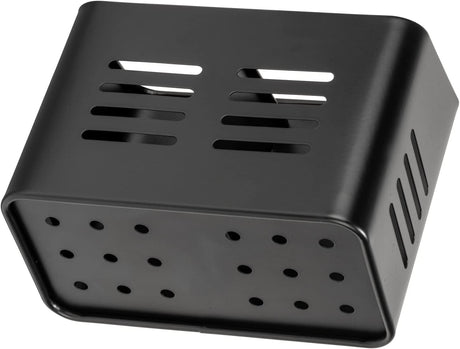Stainless Steel Cutlery Basket Black - 430 Stainless Steel - Cutlery Holder & Drainer - With Bottom Holes - Square - 16 x 13.5 cm
