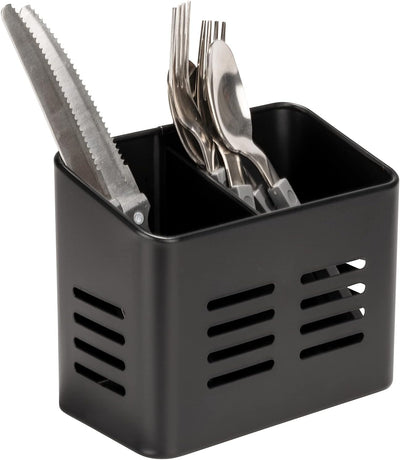 Set of 2 Cutlery Holders - Black & Silver - 430 Stainless Steel Cutlery Basket - Countertop Drainer - Modern & Rustproof