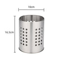 Stainless Steel Kitchen Utensil Holder Round - Spatula Holder for Countertop - 10 x 16.5 cm - Stainless Steel - Silver