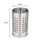 Large stainless steel cutlery holder - cutlery container cylinder - 12 x 15 cm - kitchen organizer - silver