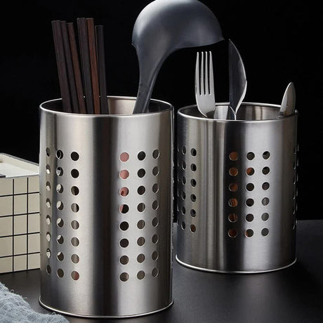 XL Kitchen Utensil Holder Stainless Steel - High Spatula Pot - 12 x 18 cm - Robust Stainless Steel - Silver