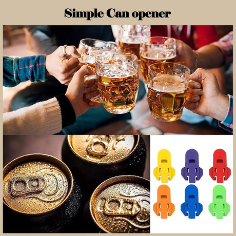 6 Piece Can Opener for Soda & Beer - Ring Opener & Nail Protector - Easy Opening - Multicolor