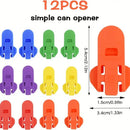 12 Piece Can Opener for Soda & Beer - Ring Opener & Nail Protector - Easy Opening - Multicolor