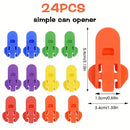 24 Piece Can Opener for Soda & Beer - Ring Opener & Nail Protector - Easy Opening - Multicolor