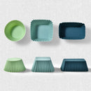 Silicone Muffin Mold Set - 24 Pieces - Reusable Cupcake Molds - Round, Square & Rectangular - Blue & Pink