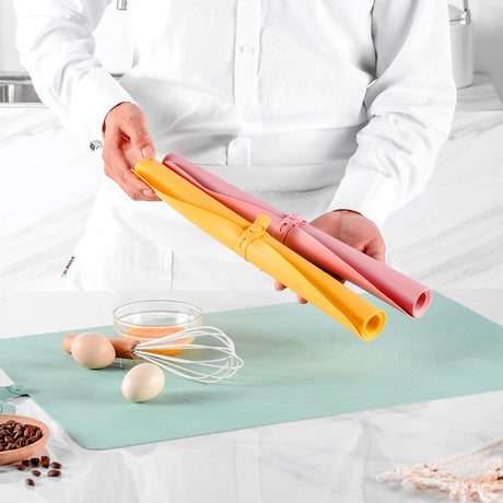 Silicone Baking Mat Large - 60x40 cm - Non-slip Dough Mat with Measurement Marking - Rolling Mat for Dough & Fondant - Yellow