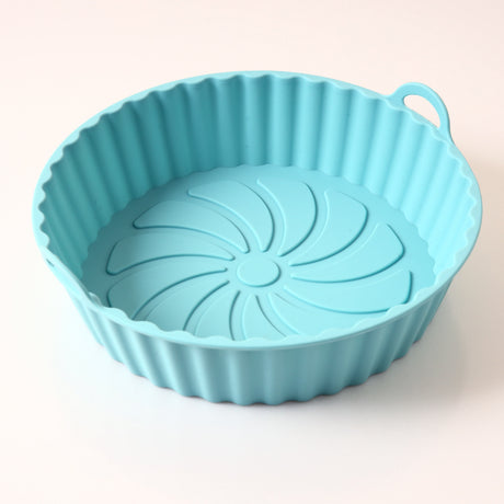 Silicone Airfryer Tray Round - Reusable Basket - Heat Resistant & Dishwasher Safe - Airfryer Accessories - Blue