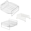 Airfryer Accessories Set 3-piece - Stainless Steel - Grill Rack with Skewers & Bread Rack - Universal - Silver