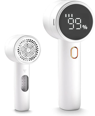 Electric Lint Remover - Rechargeable Lint Shaver - With LED Display - 3 Speeds - Sweater Depiller - White