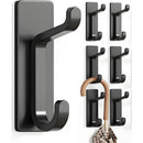 Black Towel Hooks - Set of 6 - Self-Adhesive Wall Hooks - No Drilling Required - For Bathroom & Kitchen