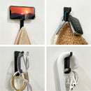 Black Towel Hooks - Set of 6 - Self-Adhesive Wall Hooks - No Drilling Required - For Bathroom & Kitchen