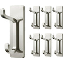 Silver Towel Hooks - Set of 6 - Self-Adhesive Wall Hooks - No Drilling Required - For Bathroom & Kitchen