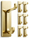 Towel Hooks Gold - Set of 6 - Self-Adhesive Wall Hooks - No Drilling - For Bathroom & Kitchen