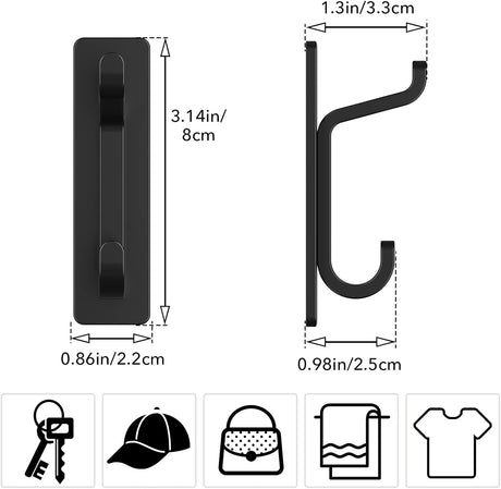 Towel Hooks Gold - Set of 6 - Self-Adhesive Wall Hooks - No Drilling - For Bathroom & Kitchen