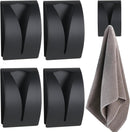 Black Towel Clip - Set of 4 - Stainless Steel - Self-Adhesive Tea Towel Holders - Wall Hooks for Kitchen