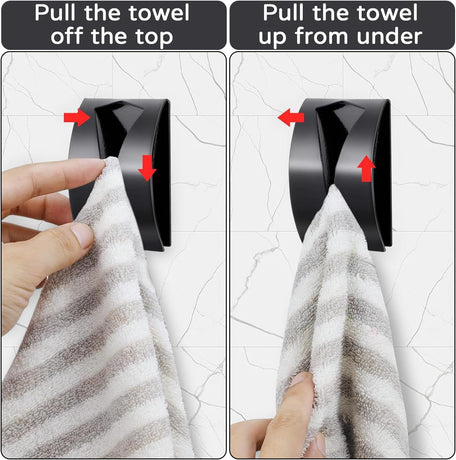 Black Towel Clip - Set of 4 - Stainless Steel - Self-Adhesive Tea Towel Holders - Wall Hooks for Kitchen