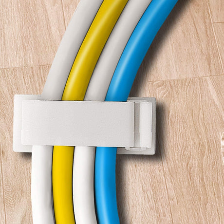 Adjustable Cable Clamps White - Set of 50 - Self-Adhesive Cable Clips - Cable Management for Desk & TV