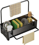 Sink Organizer with Towel Rack - Sponge Holder Kitchen - Countertop Storage Rack - For Sponges & Brushes