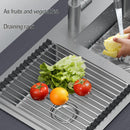 Roll-up Dish Draining Rack Black - 43 x 35 cm - Sink Roll Mat - Draining Grid for Dishes & Vegetables