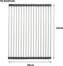 Roll-up Dish Draining Rack Black - 43 x 35 cm - Sink Roll Mat - Draining Grid for Dishes & Vegetables