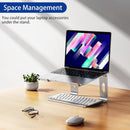 Ergonomic Aluminum Laptop Stand - Removable & Height Adjustable - Suitable for 10-14 inch Notebooks - Metal Silver