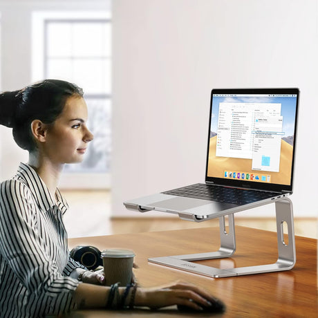 Ergonomic Aluminum Laptop Stand - Removable & Height Adjustable - Suitable for 10-14 inch Notebooks - Black