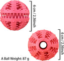 Dog Toys - 2 Pieces Teeth Cleaning Balls - Natural Rubber with Treat - Tear-Resistant - For Dogs and Cats