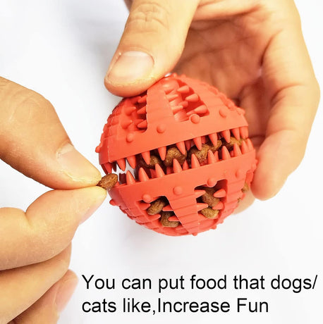 Dog Toys - 2 Pieces Teeth Cleaning Balls - Natural Rubber with Treat - Tear-Resistant - For Dogs and Cats