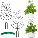 Plant Support Climbing Plants - Leaf-Shaped Plant Climbing Rack - Decorative Plant Pole for Indoor Use - Includes 20 Tie Straps - Black