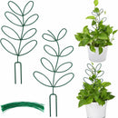 Plant Support Climbing Plants - Leaf-Shaped Plant Climbing Rack - Decorative Plant Pole for Indoor Use - Includes 20 Tie Straps - Green