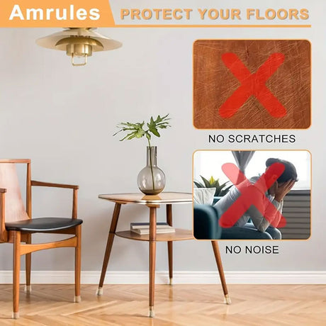 Chair Leg Caps Set of 24 - Ø 16-22 mm - Round - Transparent Silicone - Floor Protectors for Wooden Floors