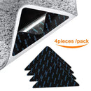 Rug Stoppers - Set of 4 - Anti-Slip for Carpet - Washable & Reusable - Triangular Black