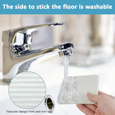 Rug Stoppers Square - Set of 8 - 10 x 10 cm - Anti-Slip Pads for Carpet - Washable & Reusable - Black