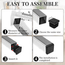 Square Tube Caps 20x20 mm - Set of 30 - Black - Insert Caps for Furniture & Chairs