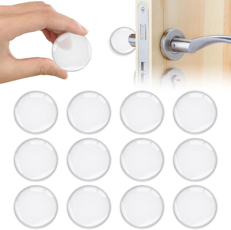 Door Stopper Wall Transparent - Set of 12 - Ø 4 cm - Self-adhesive Door Buffers - Wall Protection against Door Handles